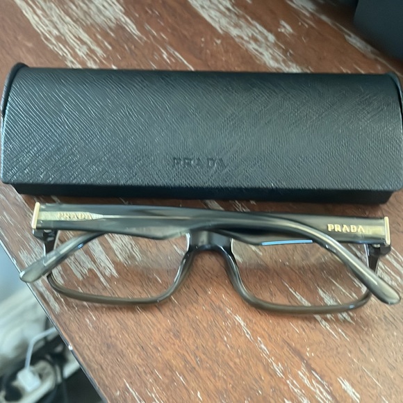 Prada VPR 16M OAQ-101 Wood eyeglasses with black logo case. - Picture 2 of 16